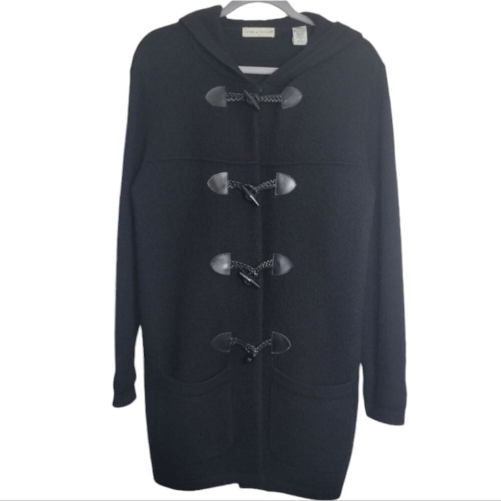 Lord & Taylor Black Wool Sweater Coat Size S